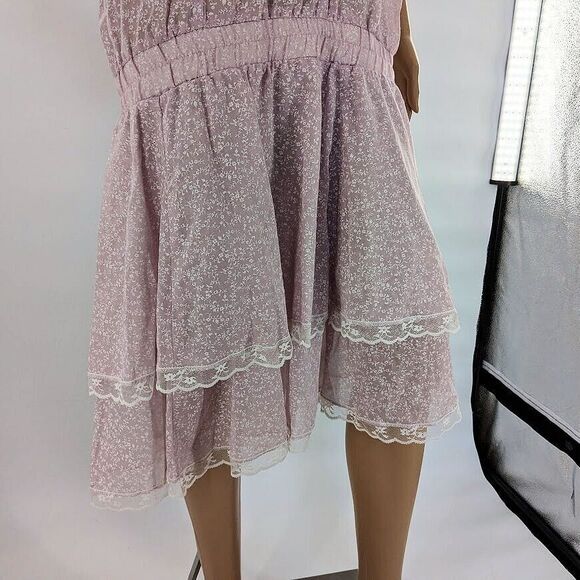 NWT Vintage 70s Gunne Sax Prairie Dress Lilac Ruffle Drop Waist Floral Crochet 9 - Picture 5 of 12